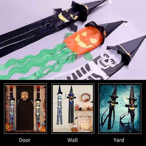 Halloween Suspension Lumière Crâne En Forme Drapeau Led Lampe Fantôme Lampe Fantôme Coloré Alimenté Par Batterie Pour Halloween Party Bar Décor De Jardin En Plein Air