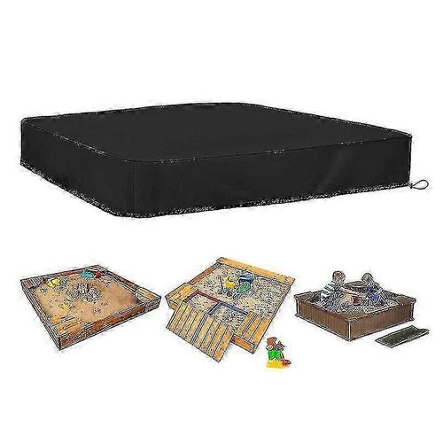 Couverture de bac à sable étanche à la poussière Couverture de piscine carrée de protection UV avec cordon de serrage pour bac à sable, jouets et meubles