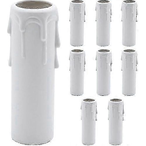 10 Pcs Bougie Goutte À Goutte Manchons Blanc En Plastique Bougie Couvre Tubes Manchons Pour Lumières Lustre Mur Lumière