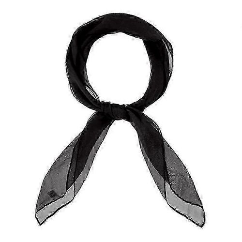 Femmes 50s Chiffon Sheer Square Neck Head Scarf, Noir
