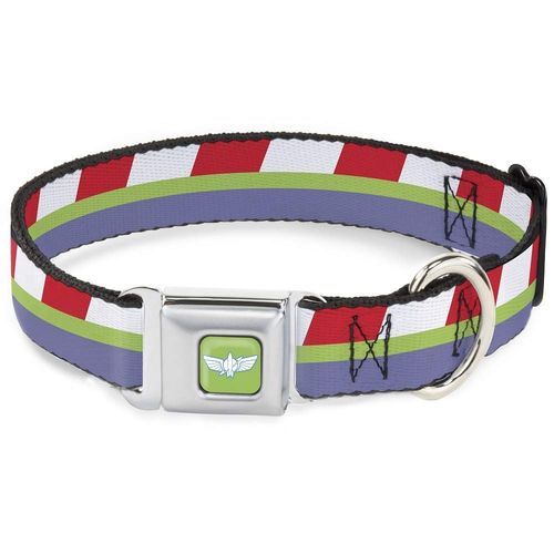 Collier Pour Chien Avec Boucle De Ceinture De Sécurité Toy Story Buzz Lightyear Space Ranger Rayé Rouge Vert Violet 22 9 38 1 Cm De Large