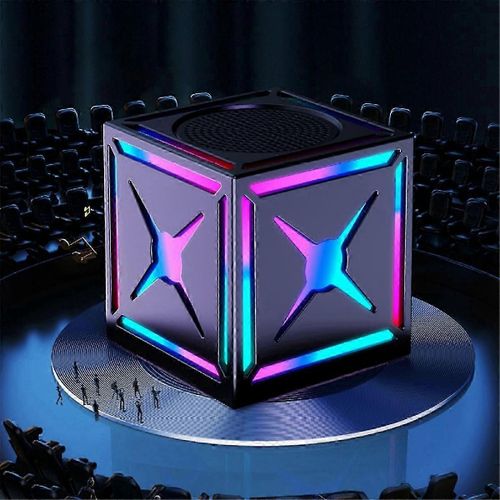 Mini haut-parleur extérieur sans fil avec woofer de lumière colorée RVB stéréo Atmosphère de subwoofer portable BT Sound Box