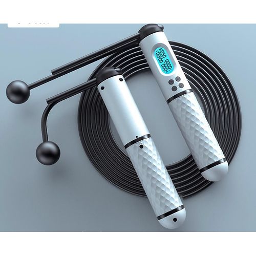 Corde À Sauter, Corde À Sauter Sans Corde Lestée Numérique, Corde À Sauter Sans Fil Réglable Pour L'entraînement Physique Homfitness Blanc Et Noir