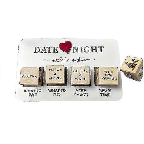 Romantic Couples Game 5 Engraved Wooden Date & Night Dice Great Idea For Dinner, Valentine's Day Anniversaries Fun Games For Adults--