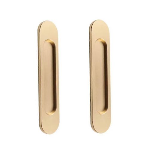 Poignée de traction de porte auto-collante Ovale Porte Coulissante Tire pour portes coulissantes Armoires armoires en alliage d'aluminium Poignées de barre d'appui (2pcs, or)