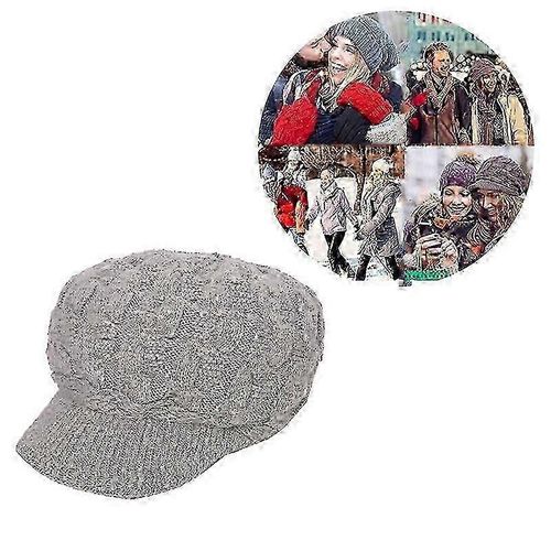 Femmes Tricoté Chapeau Tricot Visière Bonnets Chapeaux Béret Casquette De Ski Chaud Pour L'hiver