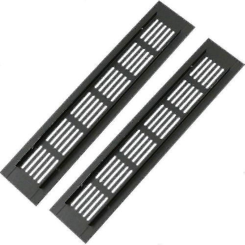 Grille d'aération de porte en aluminium - Lot de 2 - Protection contre les insectes pour camping-car, armoire, cuisine - Noir (250x50mm)