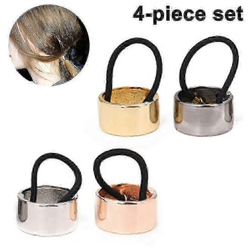 4 Pcs Metal Circle Ponytail Holder Hair Ties Gold Cuff Metal Hair Band