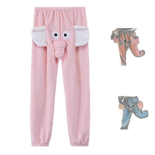 Funny Elephant Pants Womens Mens Lounge Pants Home Plush Couple Pajama Pants Gift For Boyfriend-Xl-Pink