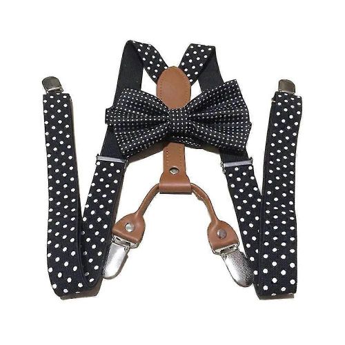 Hommes Femmes Polka Dot Cravate Bretelles 4 Clips Cuir Suspensorio Bretelles Linero 2024
