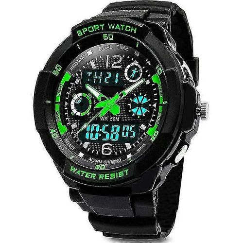 Montres Numériques Pour Enfants Garçons - 50m Étanche Outdoor Sports Analog Watch Avec Alarme / Minuterie / Double Fuseau Horaire / Led Light Pour Enfant