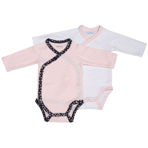 Bodies Bébé À Manches Longues Lot De 2 Rose/Blanc