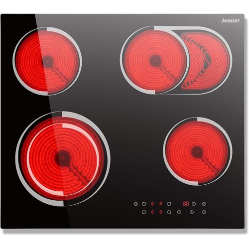 Plaque Vitrocéramique 4 Feux Encastrable 6700W, Plaque De Cuisson Electrique Avec Double Zone De Barbecue Ovale, 9 Niveaux De Puissance, Fonction Pause, Minuterie, Fonction Anti-To[PLA623311]
