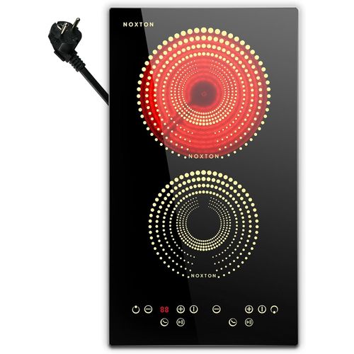 Plaque Vitrocéramique 2 Feux Encastrable, Plaque De Cuisson Electrique 2 Feux, 3000W, Plaque Deux Feux Vitrocéramique Avec Prise, Minuterie, Contrôle Tactile, 220-240V[PLA623172]