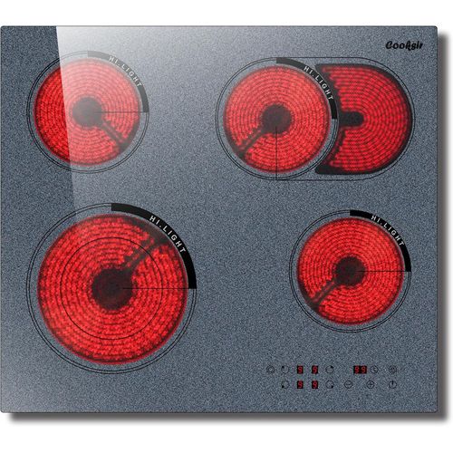 Plaque Vitrocéramique 4 Feux, Plaque De Cuisson 60Cm Intégré, Grise, Sicherheitssperre, Verrouillage De Sécurité, 99-Minuten-Timer, Tactile, 240V Sans Prise, Texture Granuleuse Rug[PLA623188]