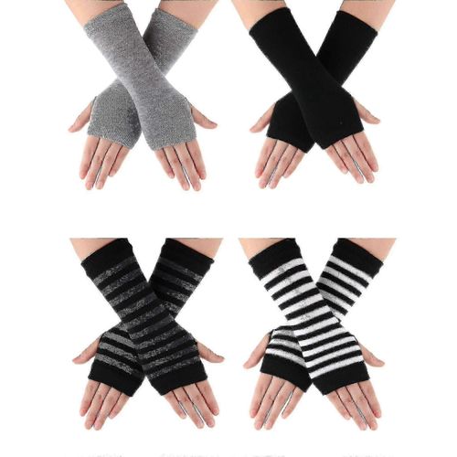 4 Paires De Gants Sans Doigts De Poignet En Cachemire Gants-Yuhao
