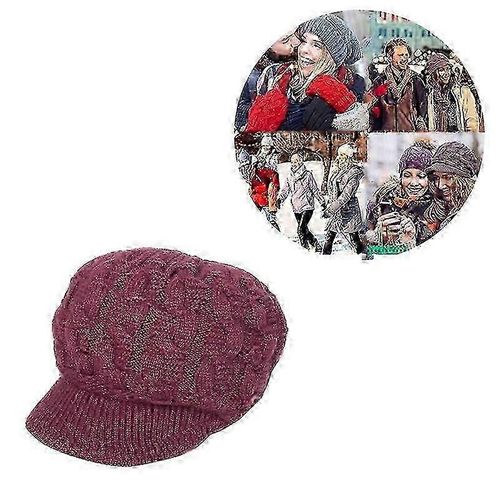 Femmes Tricoté Chapeau Tricot Visière Bonnets Chapeaux Béret Casquette De Ski Chaud Pour L'hiver