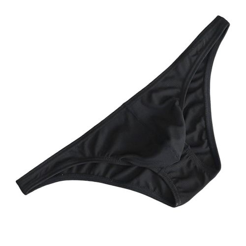 Hommes Slips Ice Soie Mince Rayure Couleur Unie U Convexe À L'intérieur Portant Sexy Séchage Rapide String Culotte Sous-Vêtements