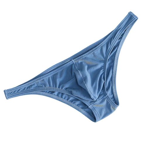 Hommes Slips Ice Soie Mince Rayure Couleur Unie U Convexe À L'intérieur Portant Sexy Séchage Rapide String Culotte Sous-Vêtements