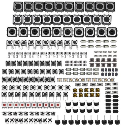 Interrupteurs à bouton-poussoir tactiles 25 valeurs 12V 50mA Kit d'assortiment de micro tact momentané250pcs