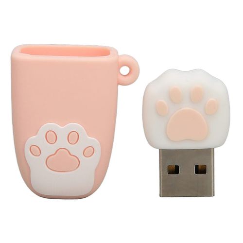 U Disque USB2.0 Hot Swap Patte De Chat Forme Dessin Animé Style Portable Résistant aux Vibrations Lecteur Flash pour Win pour OS X Rose 64G