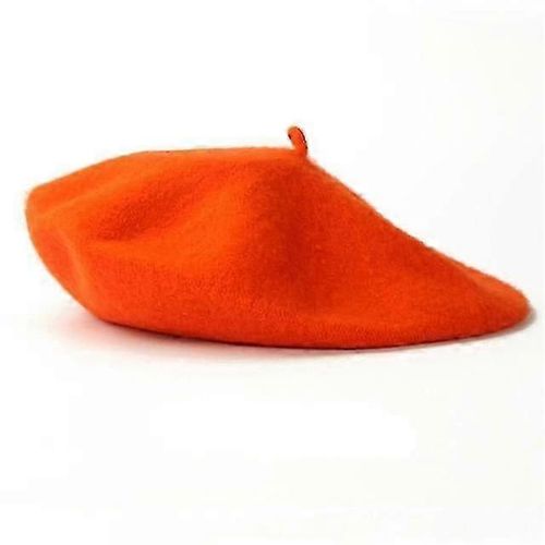 Fashion Women Wool Berets Winter Hats Solid Color Beret Female Bonnet Caps Winter All Matched Warm Walking Caps--Orange