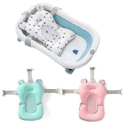 Baby Bath Seat Support Mat Foldable Baby Bath Tub Pad & Chair Newborn Bathtub Pillow Infant Anti-Slip Soft Comfort Body Cushion--Star