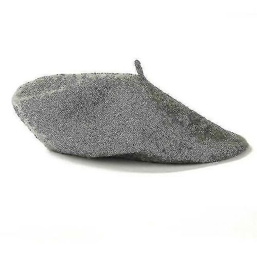 Fashion Women Wool Berets Winter Hats Solid Color Beret Female Bonnet Caps Winter All Matched Warm Walking Caps--Gray