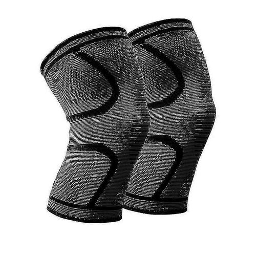 2 Pack Knee Brace Compression Sleeve Support For Men Running Riding Silicone Antiskid Knee-L-Black