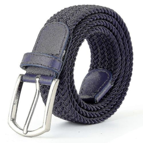 Men Ladies Woven Braided Regular Stretch Casual Belts-130cm-Navy