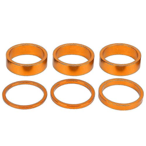 6pcs Bicycle Headset Spacer Aluminium Alloy Bike Handlebar Stem Spacers For Mountain Bike--Gold