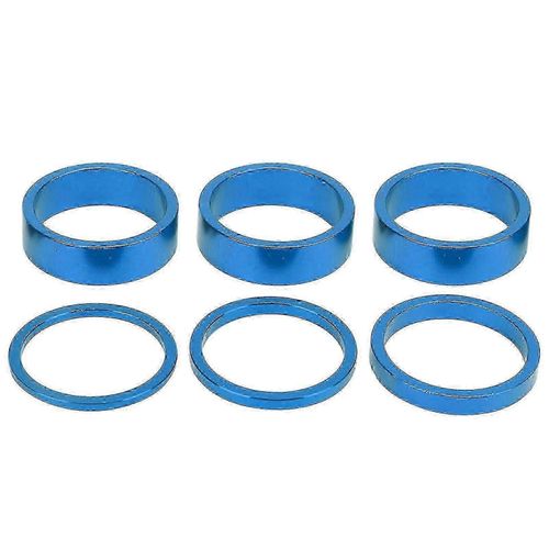 6pcs Bicycle Headset Spacer Aluminium Alloy Bike Handlebar Stem Spacers For Mountain Bike--Blue