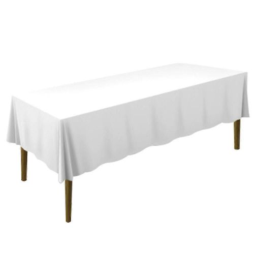 152,4 * 260 Cm Table De Nappe Rectangulaire En Polyester Idéale Pour La Table De Buffet, Mariage (Blanc)