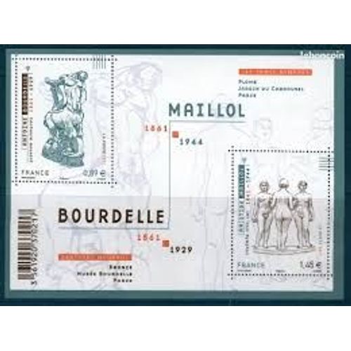 Art : Sculptures D'Antoine Bourdelle Et D'Aristide Maillol Feuillet 4626 Année 2011 N° 4626 4627 Yvert Et Tellier Luxe