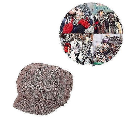 Femmes Tricoté Chapeau Tricot Visière Bonnets Chapeaux Béret Casquette De Ski Chaud Pour L'hiver