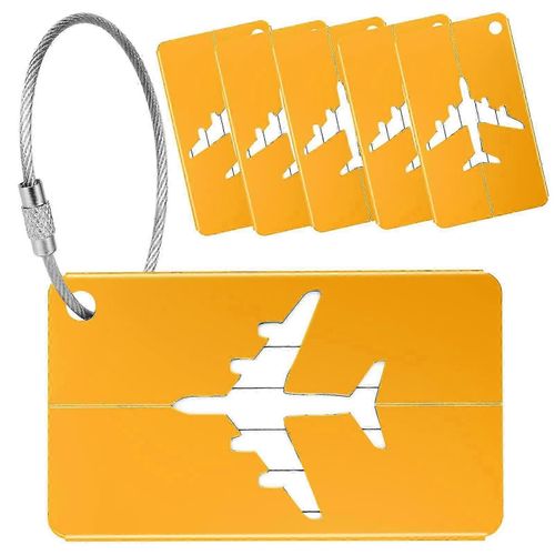 6 étiquettes de bagages en alliage d'aluminium étiquettes de valise pour les étiquettes d'identité d'identité des bagages de voyage (rouge)