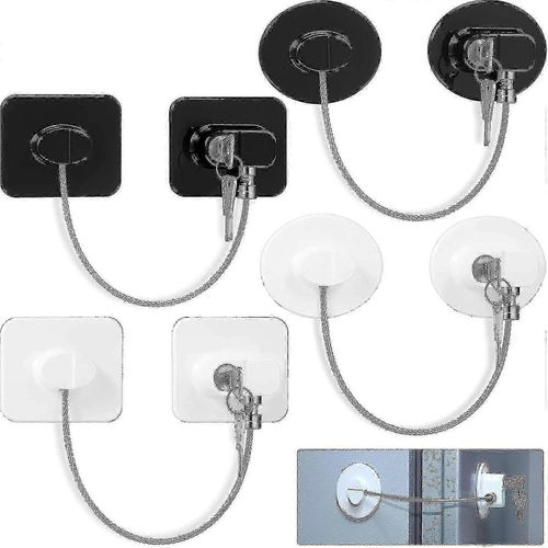 4 Pièces Réfrigérateur Serrure Réfrigérateur Serrure Avec 8 Clé, Congélateur Serrure Enfant