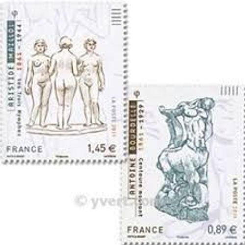Art : Sculptures D'Antoine Bourdelle Et Aristide Maillol La Paire Année 2011 Autoadhésifs N° 633 634 Yvert Et Tellier Luxe