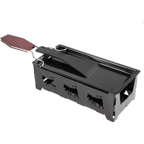 Réchaud De Plateau De Cuisson Rotaster À Raclette Au Fromage Antiadhésif Portable Avec Outil De Grillage À Poignée En Bois[IND6230925]
