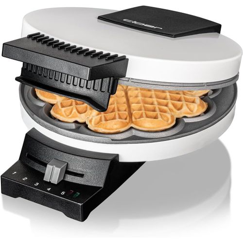171 Gaufrier Pour Gaufres En Forme De C?ur, Taille De Gaufre 16 Cm Ø, Lumière De Cuisson, 930 W, Degré De Brunissement Infiniment Variable, Métal, Blanc[IND6230581]