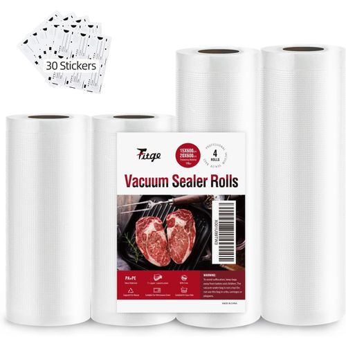 4 Rouleaux Rouleau Sous Vide Alimentaire, Sac Sous Vide Alimentaire,170µm, 2 Rouleaux De 15 X 600 Cm + 2 Rouleaux De 20 X 600 Cm Conservation, Cuisson, Sans Bpa[IND6230396]