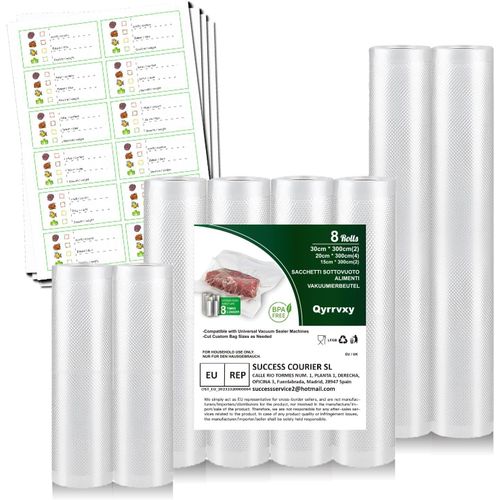 Film Sous Vide Alimentaire - 8 Rouleau Sous Vide Alimentaire 30/20/15 X 300Cm, Sac Sous Vide Alimentaire Sans Bpa, Sac Sous Vide Pour La Conservation Des Aliments Et La Cuisson,4 A[IND6231434]