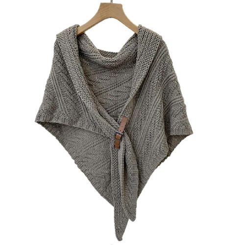 Châle Triangle Multifonctionnel Pour Dames Tricoté Épaule Wrap Avec Pu Strap Buckle Pour Tout