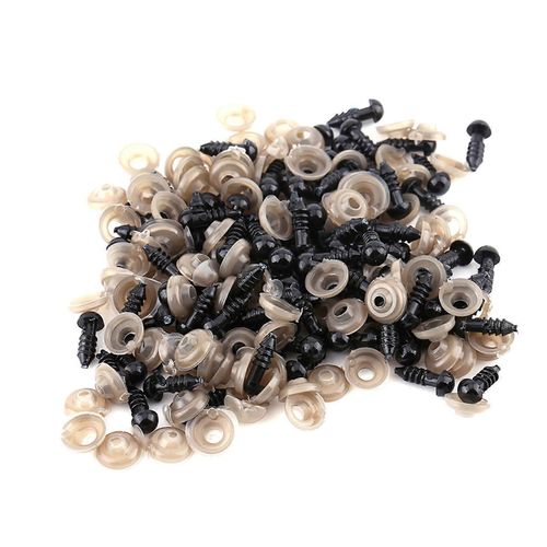 100pcs Yeux De Poupée En Plastique Noir Pour Ours En Peluche Jouets Animal Feutrage Bricolage Artisanat Accessoire 10MM