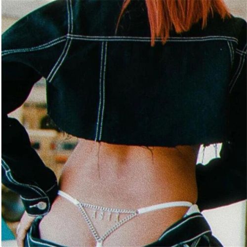 Pendentif Lettre En Alliage Sauvage D'usine Comprenant Une Chaîne De String Triangle De Culotte-Miwi-Culotte Noire Asia Taille S