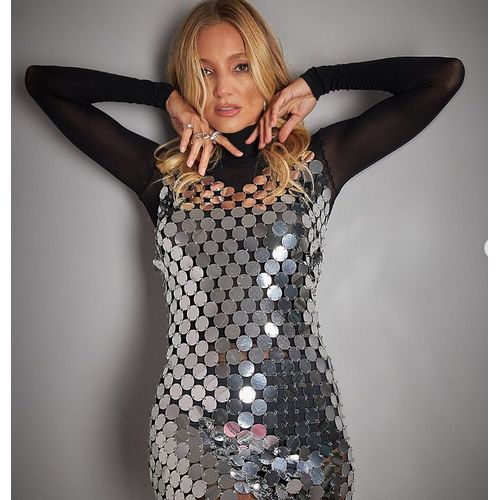 Robe Longue Sexy En Acrylique Pailleté À Fines Paillettes Et À La Mode - Miwi - Argent - Taille Unique