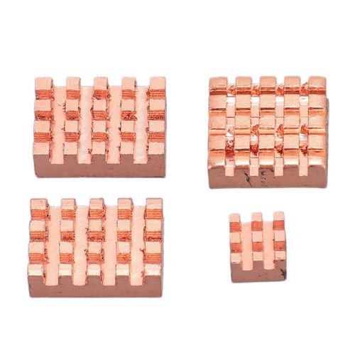 Dissipateurs thermiques en cuivre pur 4pcs pour RasPi 5 Dissiper la chaleur rapidement Dissipateur thermique en cuivre de refroidissement professionnel silencieux de la carte mère