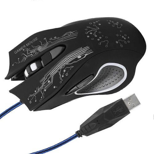 Souris filaire LED Lumineux 6 Touches USB Bureau À Domicile Gaming Universel Accessoires Informatiques X11Black