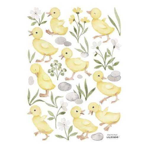 Stickers muraux 9 cannetons LUCKY DUCKY - Taille unique