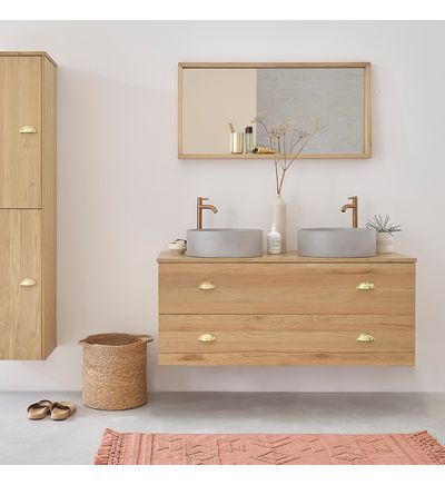 Bois Dessus Bois Dessous - Meuble Double Vasque 6 Tiroirs En Chãªne  - Naturel